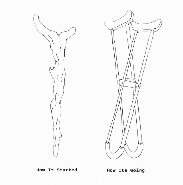 Line Art by Bill Shannon Evolution of Crutches 